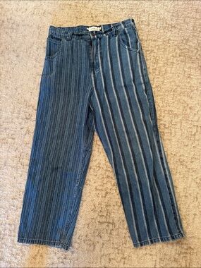 Men's Straight Fit Two-Tone Stripe Jeans - Blue